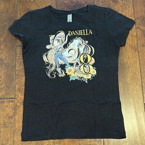Girls 8th Birthday Horse and Cowgirl Black Shirt